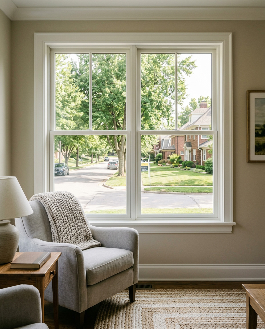 Kansas City, Missouri home featuring new double-hung replacement windows