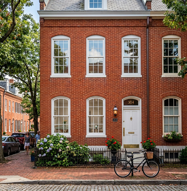 Custom Windows replacement windows in Baltimore, Maryland home.