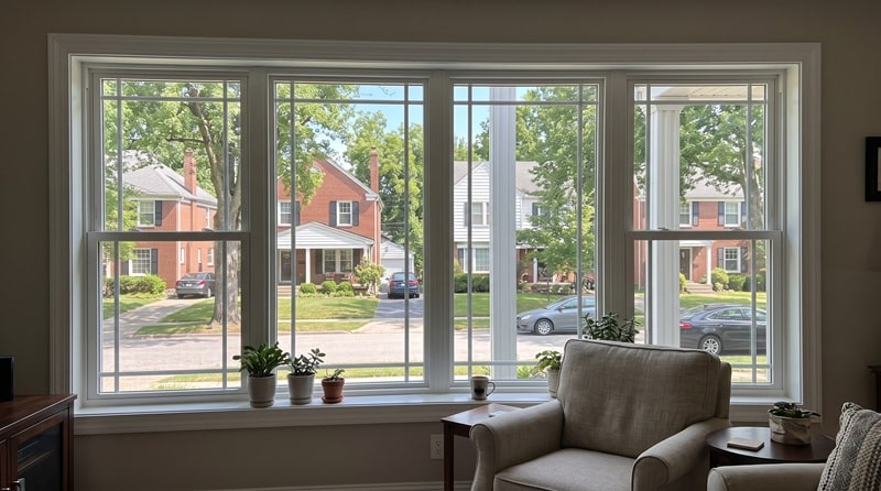 a view out a replacement window in a Louisville home