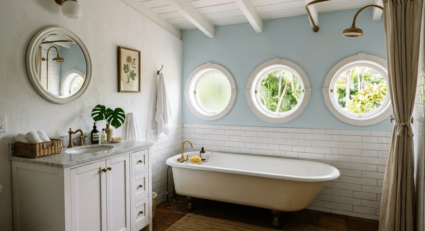 an example of custom windows in a bacthroom of a Charleston residence