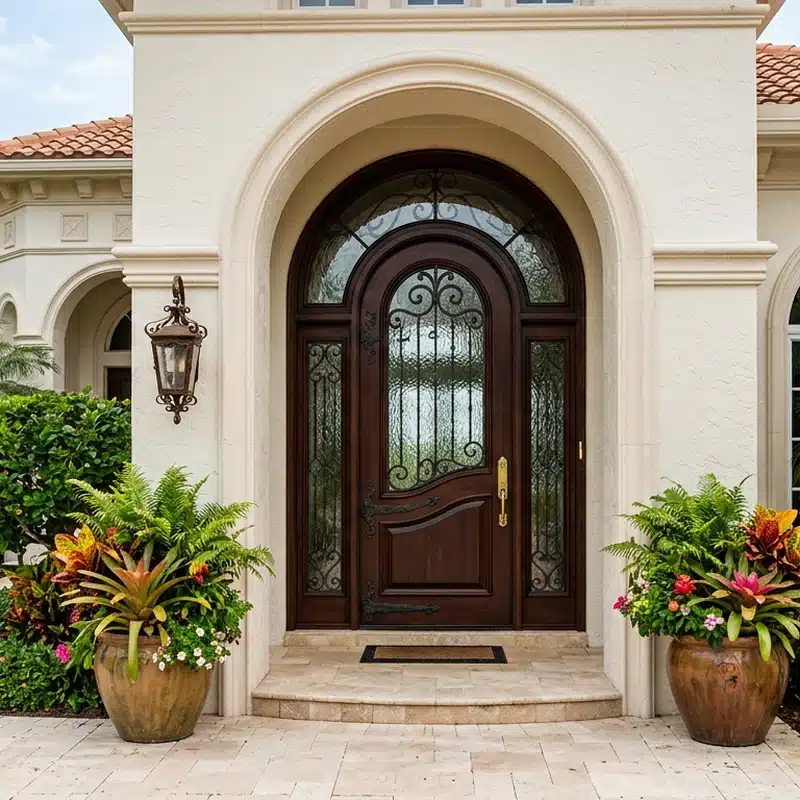 a beautiful ornate replacement door on a Jacksonville home