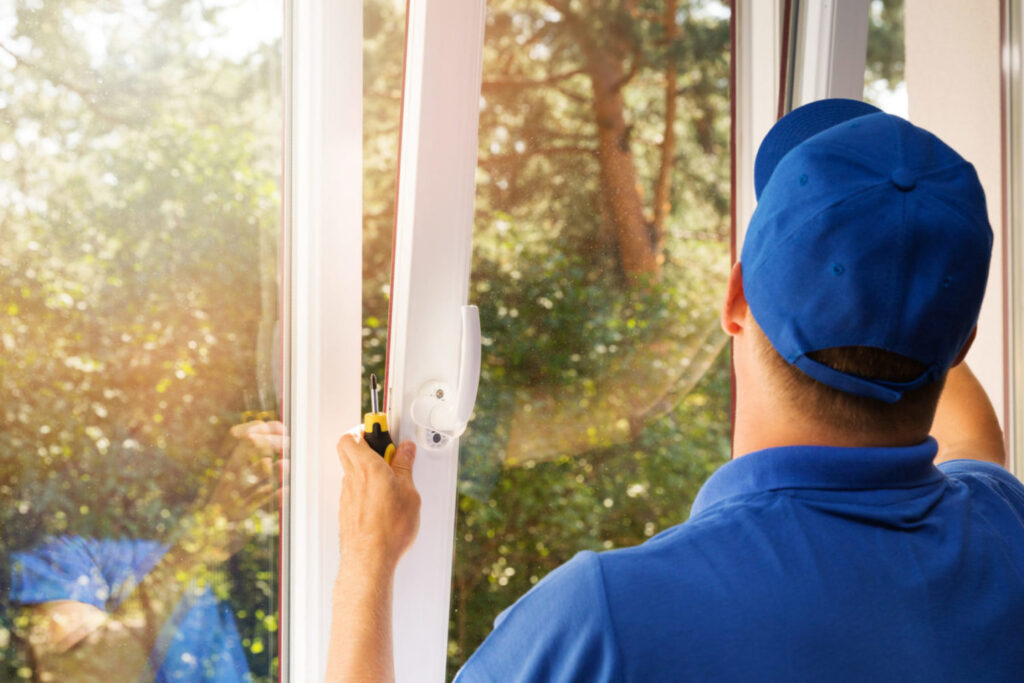 Window Nation employee installing new replacement windows