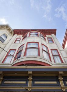 San Francisco apartment buildings with bow bay windows.