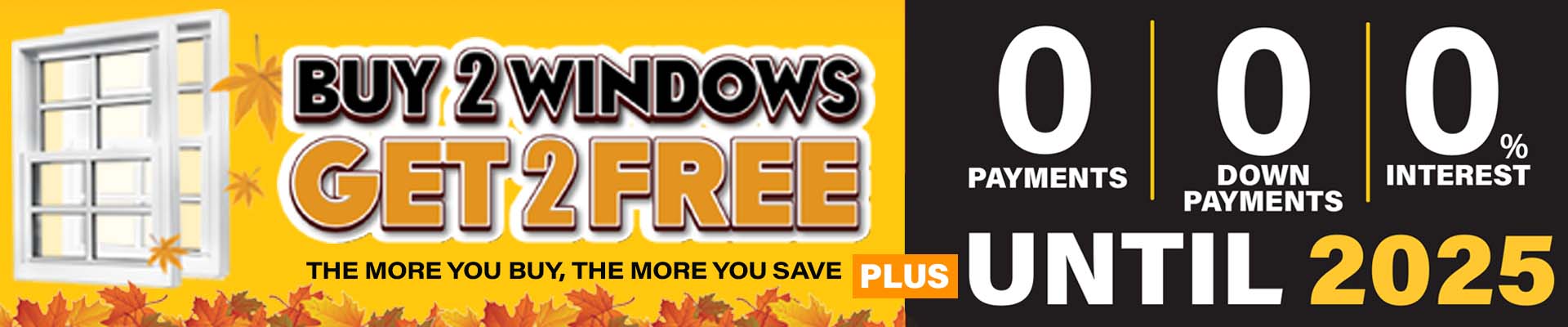 Window Nation November Offer, B2G2 Free Fall into Savings - 1920x400