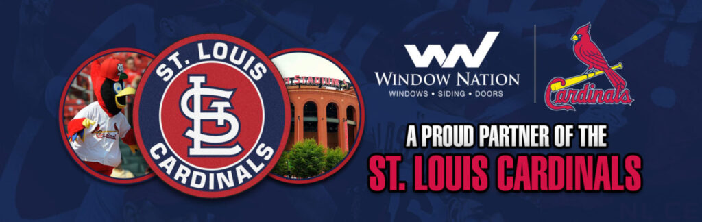 WN-St.Louis-Cardinals-LandingPage-Banner-b St. Louis Cardinals and Window Nation partners with logos for both brands on a black background