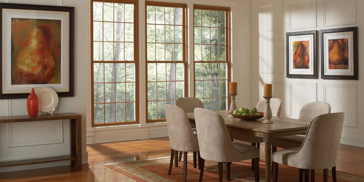 Double hung windows in dining room