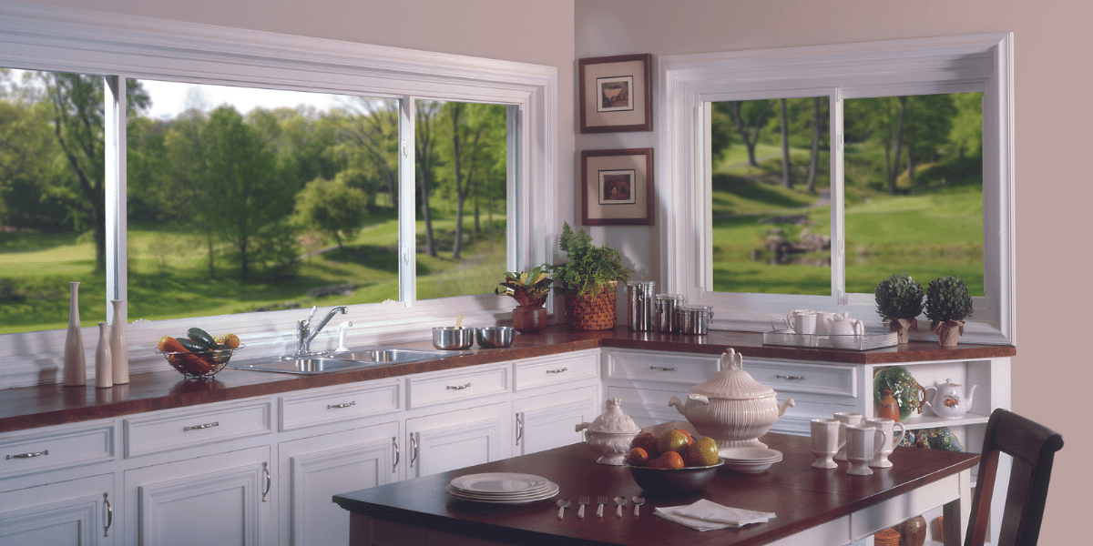Kitchen showcasing beautiful windows
