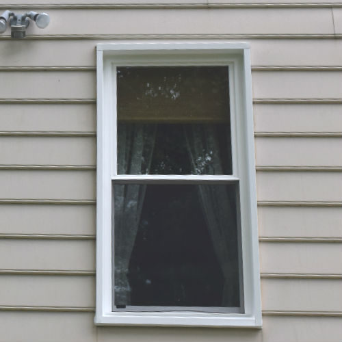 Exterior of a double hung window