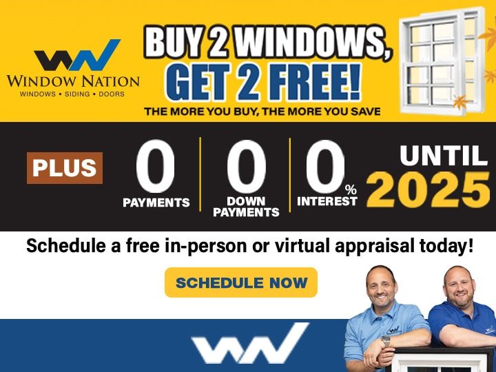 Window Nation October Offer, B2G2 Free Fall into Savings - 750x540