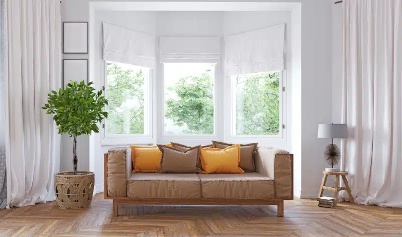 Bay window in a stylish modern living room