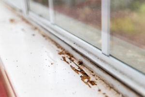 Damage to a window sill from termites