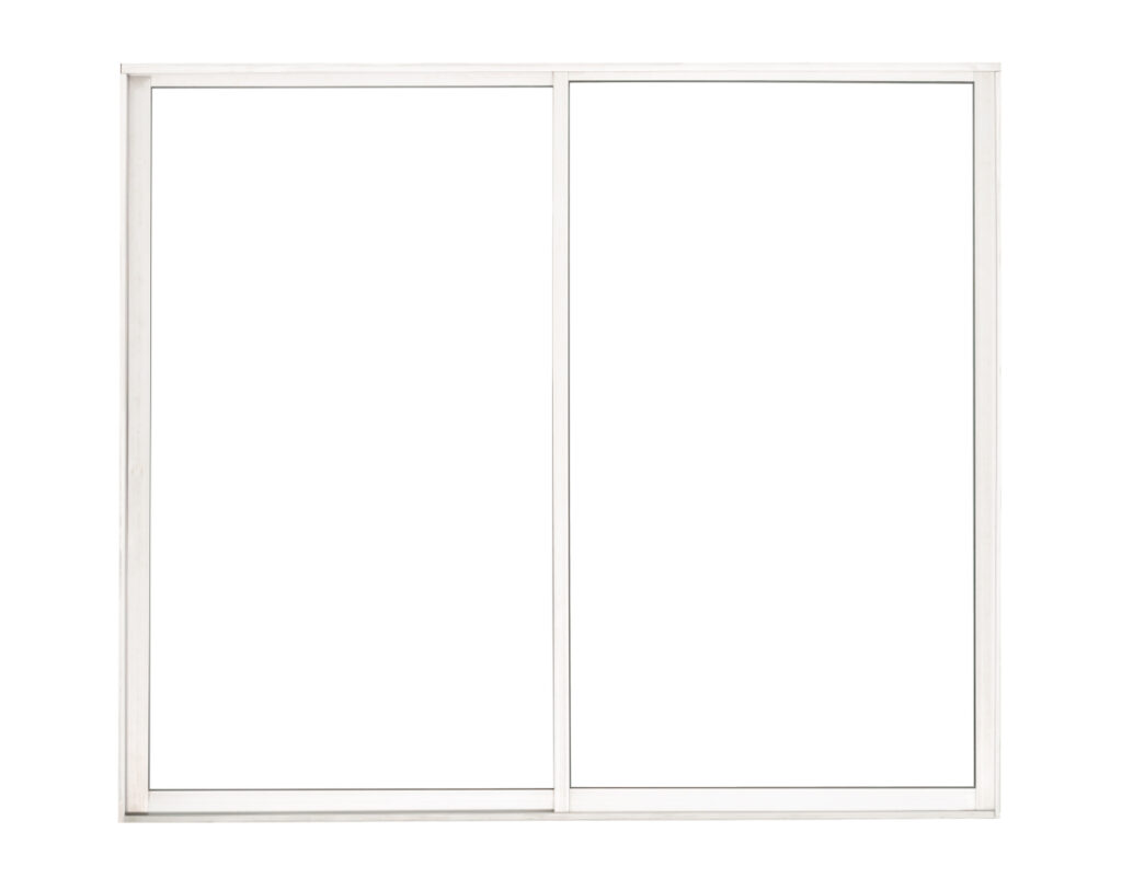 Modern clean glass window isolated on white background mockup of a floor to ceiling window