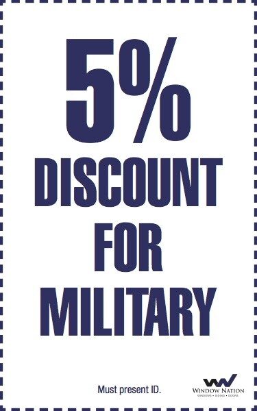 5% discount for military window nation